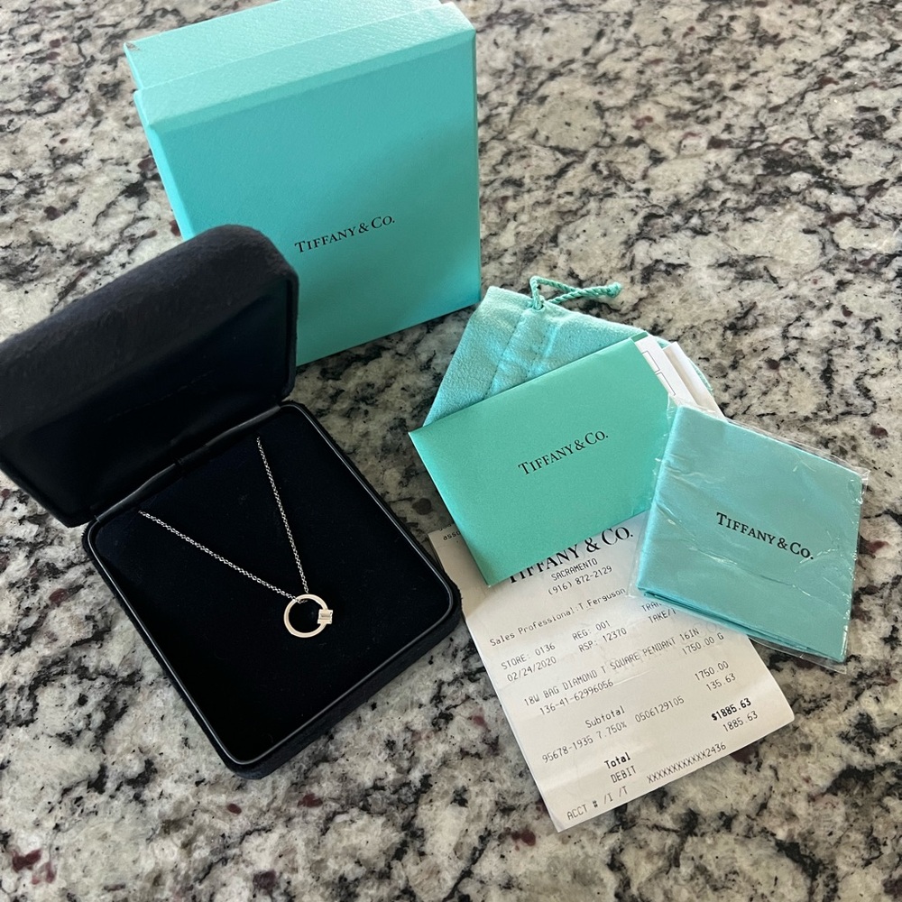 Tiffany & Co. White Gold/Baguette Diamond Pendant Necklace